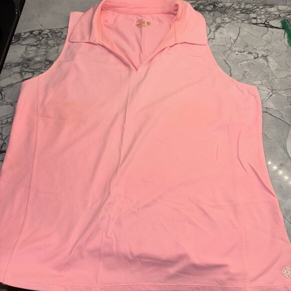 Lilly Pulitzer Tops - Lilly Pulitzer Women’s XL Peach Alister Sleeveless Polo Shirt